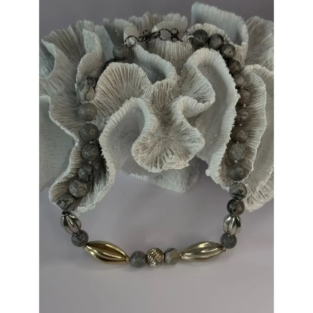 Elegant Design 925 Sterling Silver Jasper Necklace Length 18.5